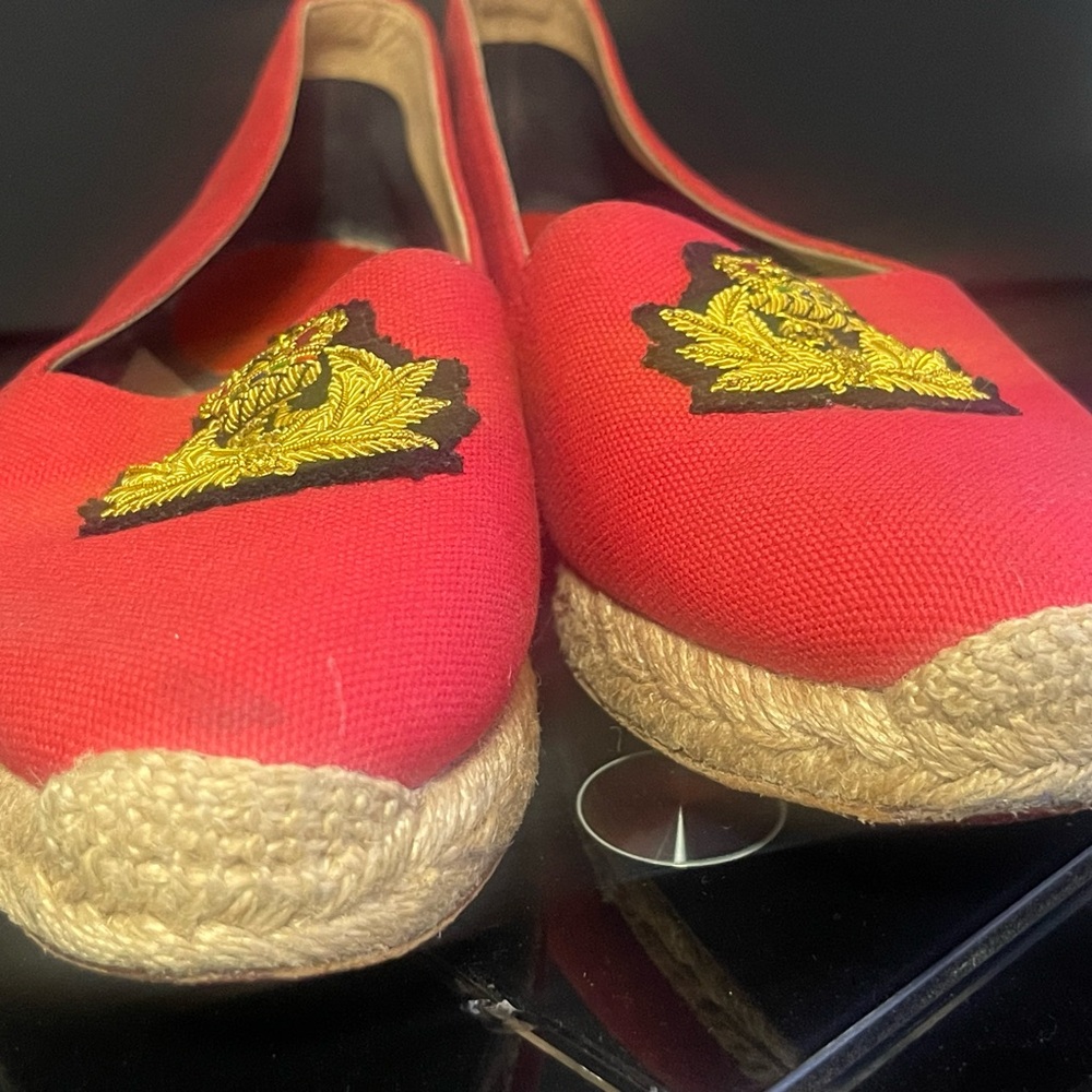 Christian Louboutin Red and Black Slip-On Espadrilles - Picture 6 of 7